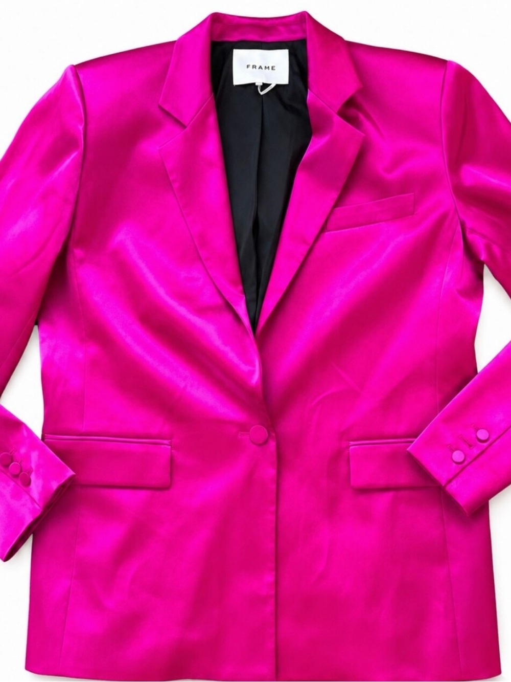 Frame Denim Hot Pink Satin Blazer Jacket